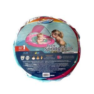 SwimWays Baby Spring Float Sun Canopy. 9-24 months - 50+‎ UPF Pink